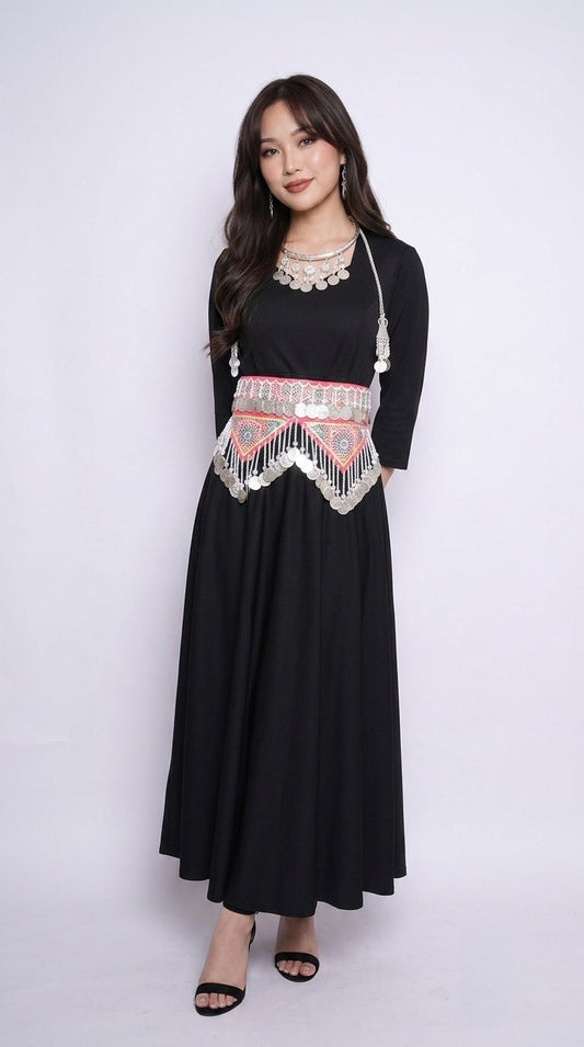 Black Long Sleeves Maxi Dress
