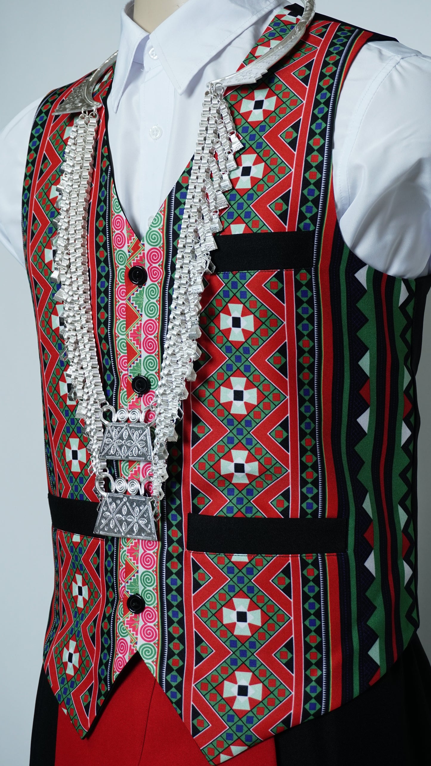 Printed Red Green Vest