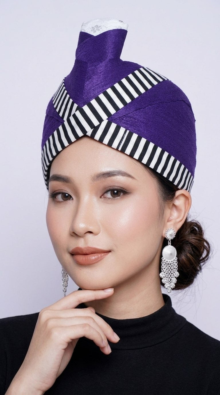 Indigo Purple Phuam Txoom Suab Hat
