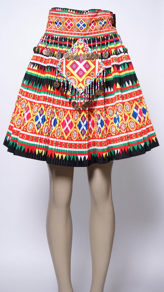 Printed Skirt Yellow/Red
