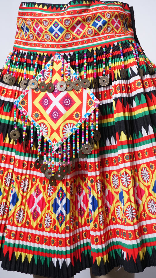 Printed Skirt Yellow/Red