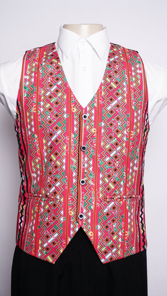Printed Hmong Floral X Vest