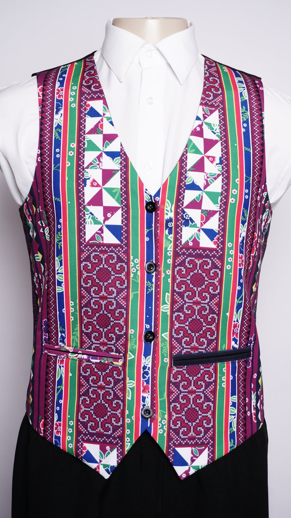 Printed Hmong Purple Qwj Vest