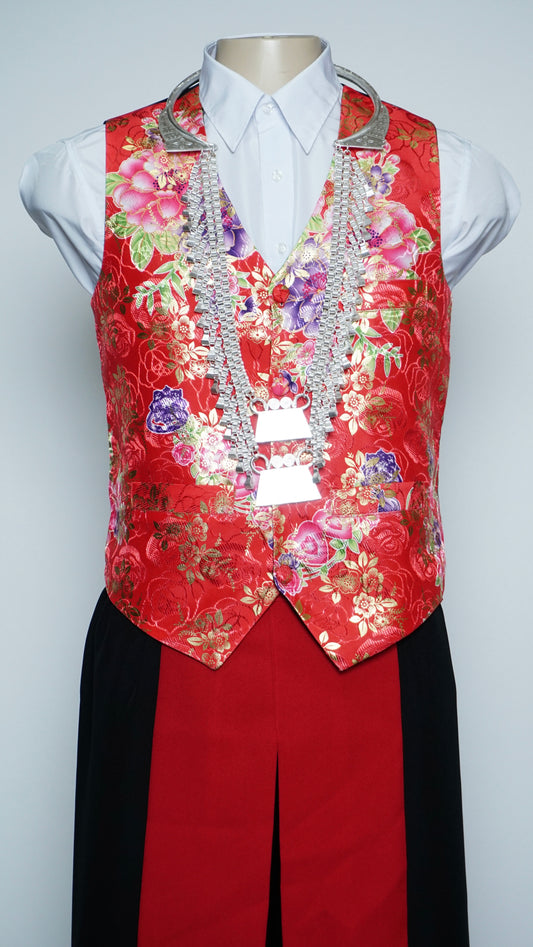 Red Chinese Floral Vest