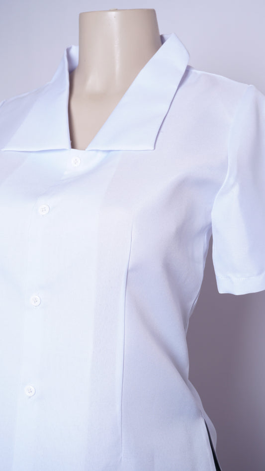 Women Wide Point Plain Collar Shirt