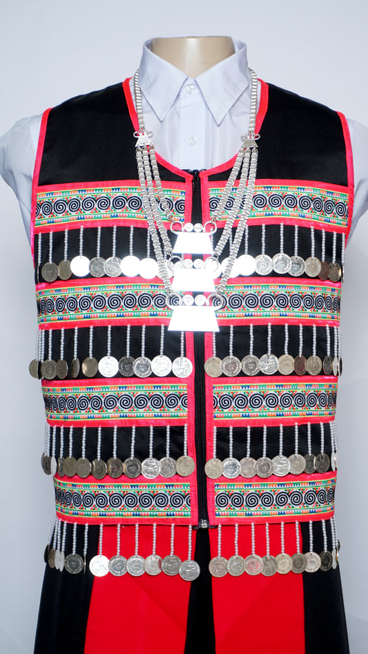 Men Black Qwj Vest (48")-machine sew