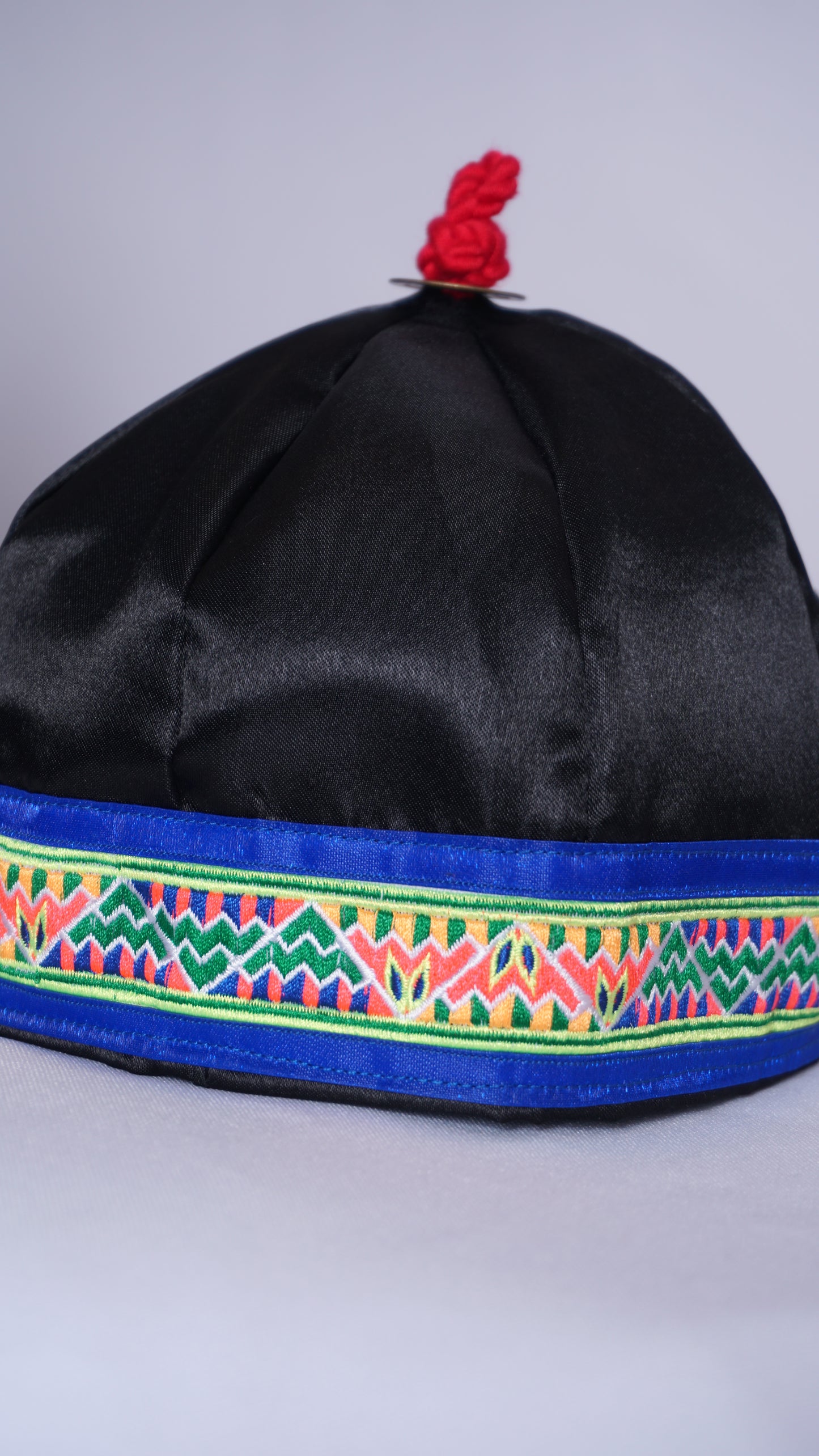 Hmong Hat-Blue Trum Small Triangle Pattern (20")