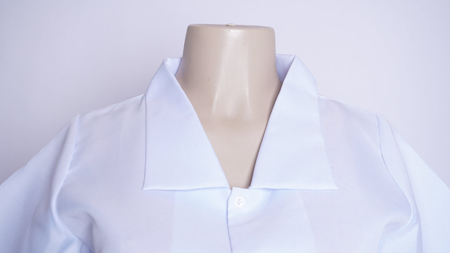 Women Wide Point Plain Collar Shirt