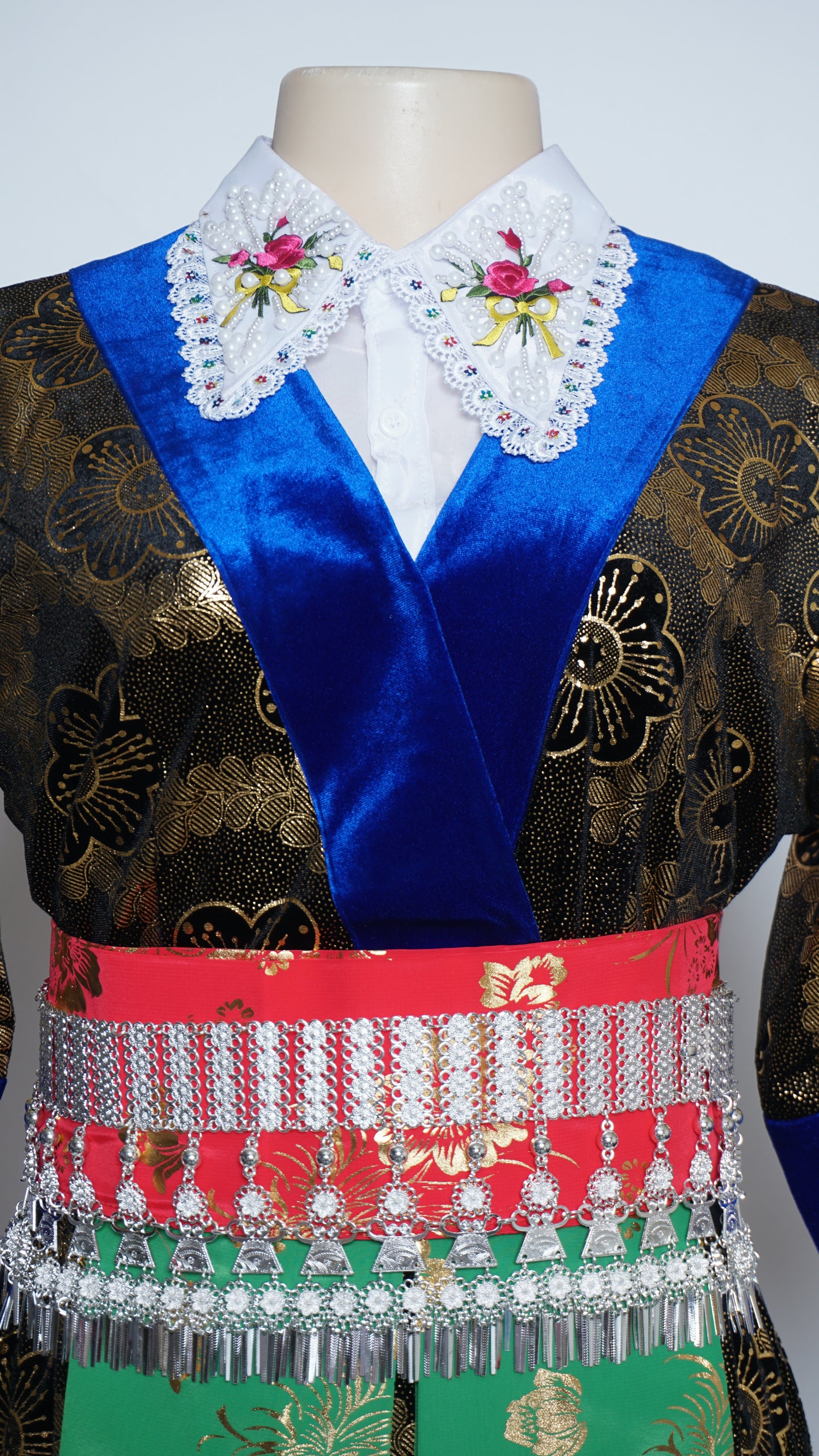 Hmong Xeev Gold Floral Velvet