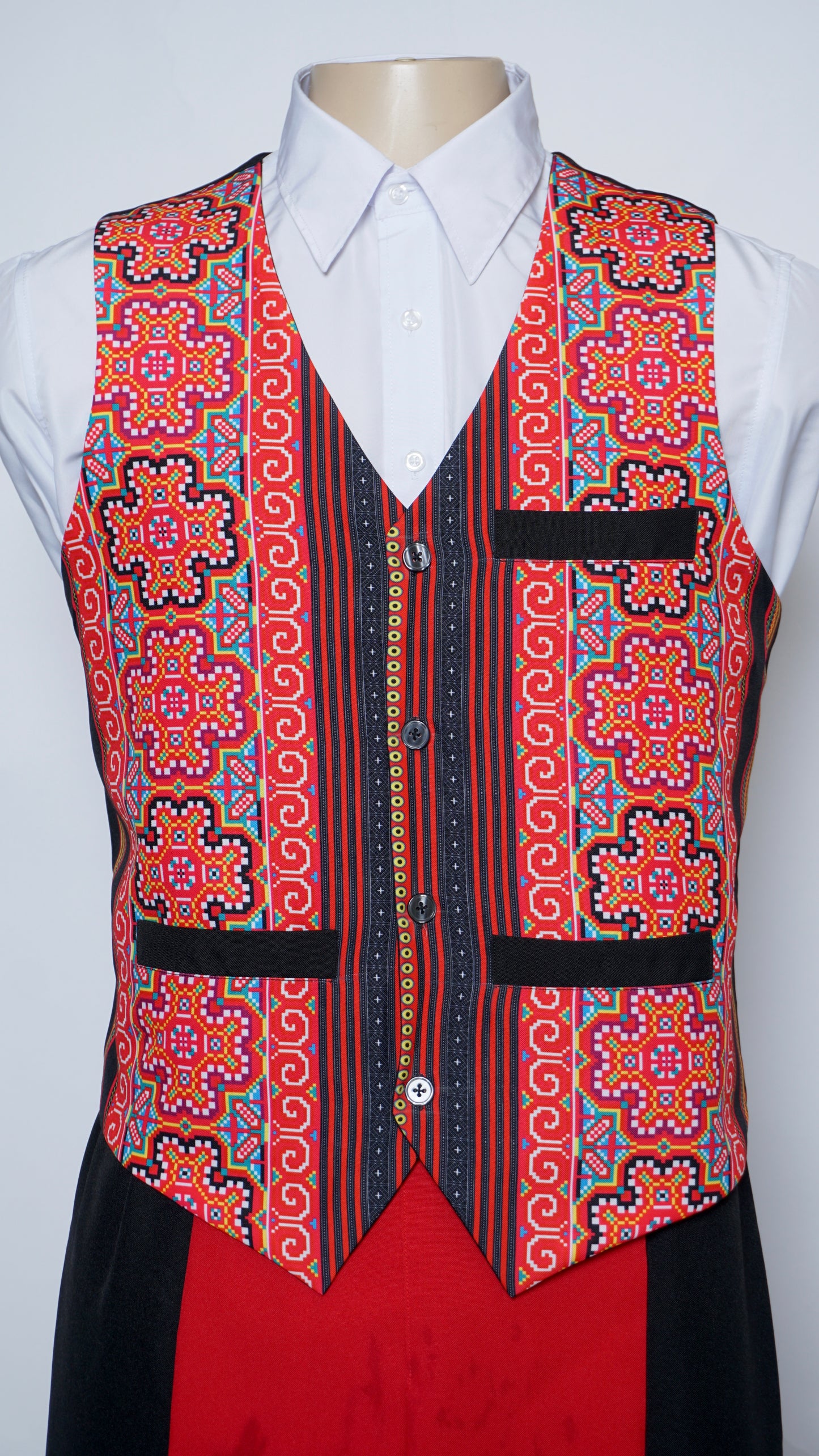 Printed Red/Orange Vest