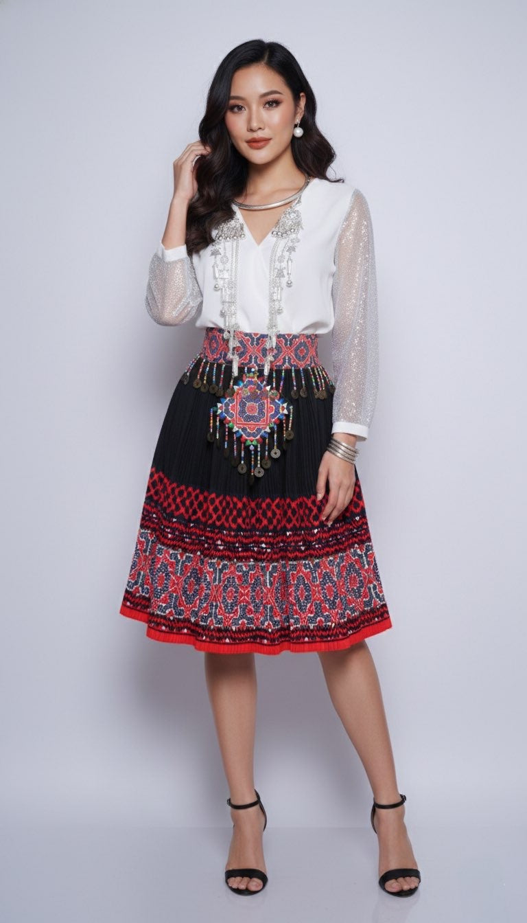 Printed Skirt Red