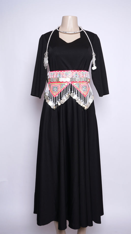 Black Long Sleeves Maxi Dress