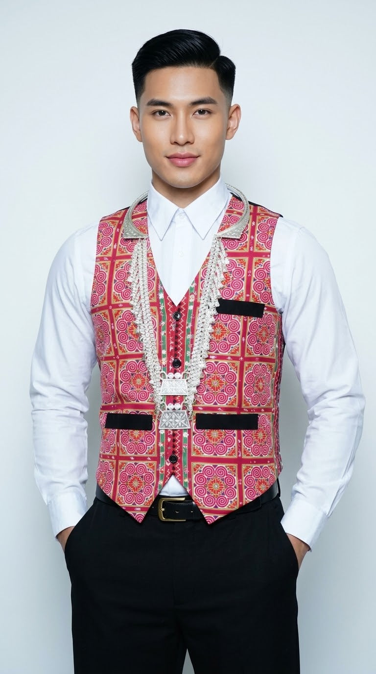 Printed Pink Qwj Vest