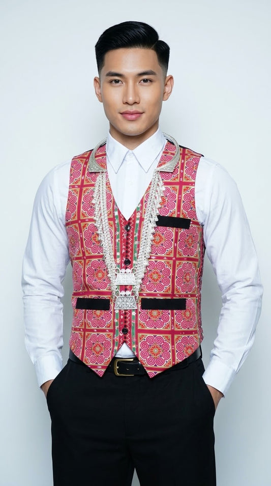 Printed Pink Qwj Vest