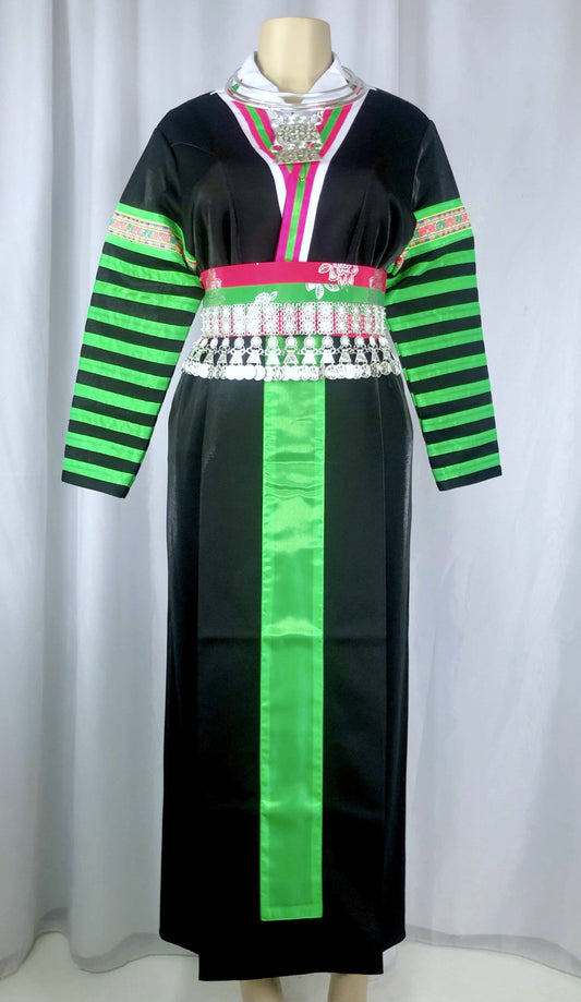 Hmong clothes - Green Hmong Txaij w/pants (42" XL) - Hmong Custom Clothes